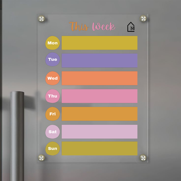 Acrylic Weekly Planner Magnetic Board with Markers & Cleaning Rag