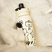 Happy Bear Stainless Steel Water Bottle - Memories InsiteHAPPY BLACK BEAR SHIPPER BOTTLE - 650 ML