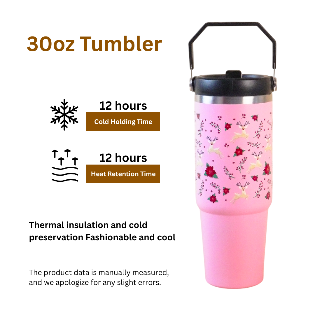 Hummingbird Floral Christmas Deer Tumbler