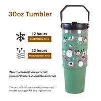 Jolly Santa & Reindeer Green Christmas Tumbler