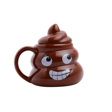 Poop Shape Laughing Emoji Mug With Lid