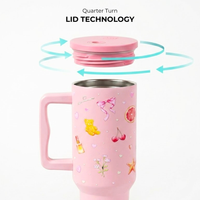 Blush Pop Aesthetic Tumbler with Handle, Straw & Spill-Proof Lid