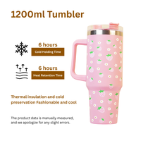 Cute Strawberry Stainless Steel Tumbler with Straw & Handle