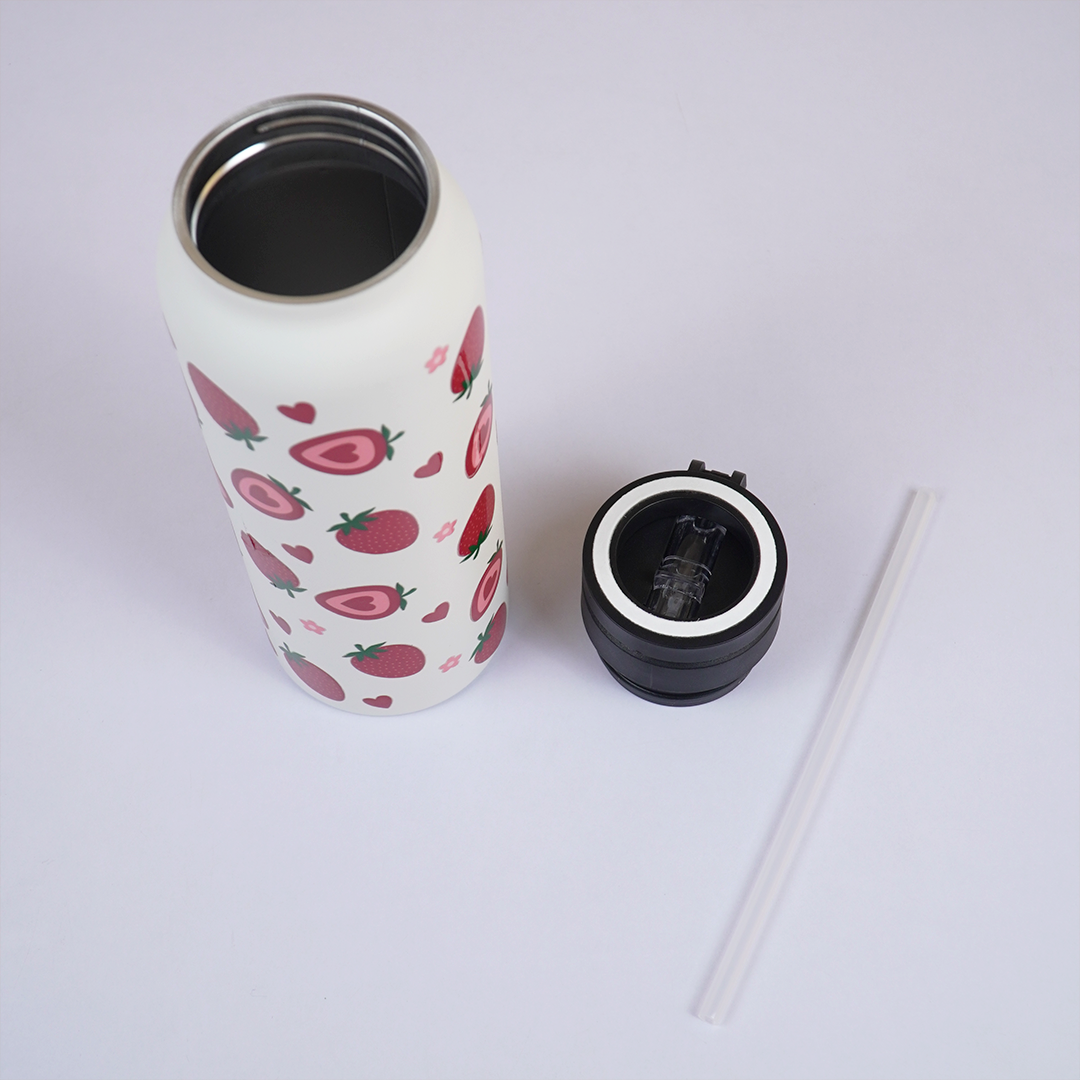 Strawberry Design Stainless Steel Water Bottle