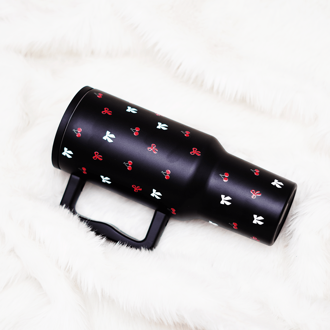 Cherry Daze  🍒 Leakproof Stainless Steel Tumbler in Black