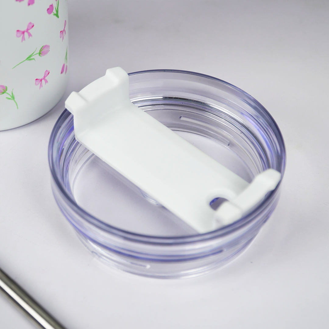 Floral Stainless Steel Insulated Tumbler with Handle & Straw – 1200ml Leakproof Travel Mug | Height 27cm, Width 7cm