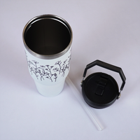 Customized FleurFlow Flipstraw Tumbler with Straw & Lid