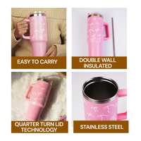 Pink Bow Insulated Tumbler with Handle & Straw