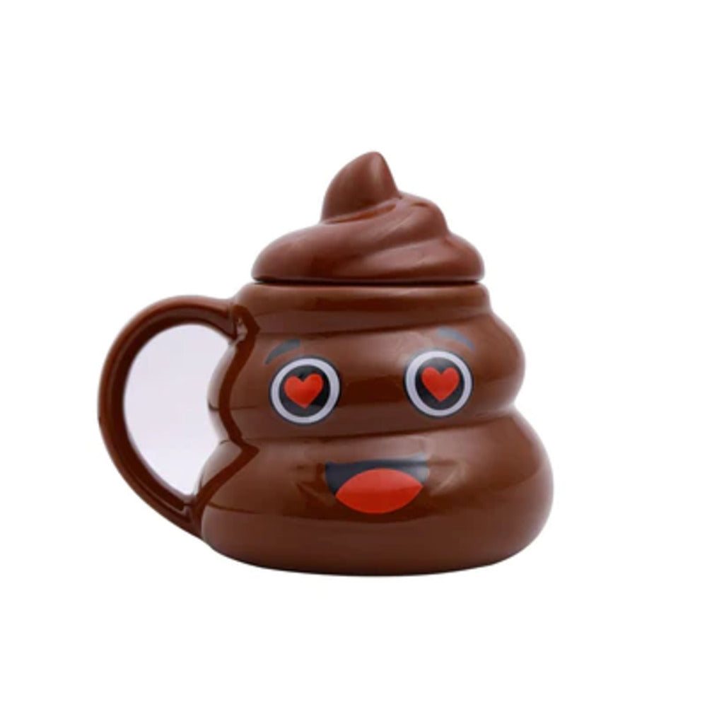 Poop Shape Heart Emoji Ceramic Mug with Lid