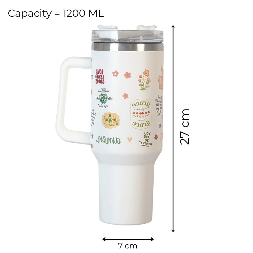 White Stainless Steel Travel Mug