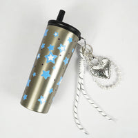 Star Print Sipper Bottle with Charm | Reusable Travel Water Bottle | Cute Everyday Drinkware