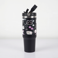 Cute Cat Insulated Tumbler with Handle