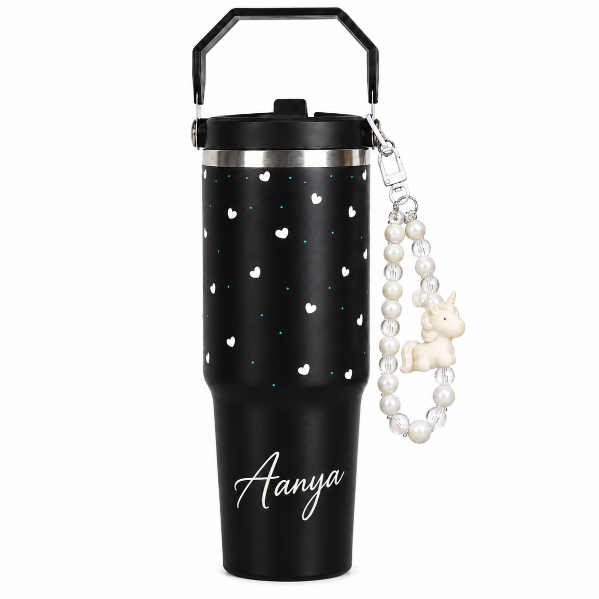 Personalized Aesthetic Heart Print Stainless Steel Tumbler