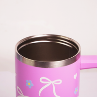 Bow & Floral Print Tumbler with Handle & Straw | Reusable Travel Water Cup | Stylish Drinkware