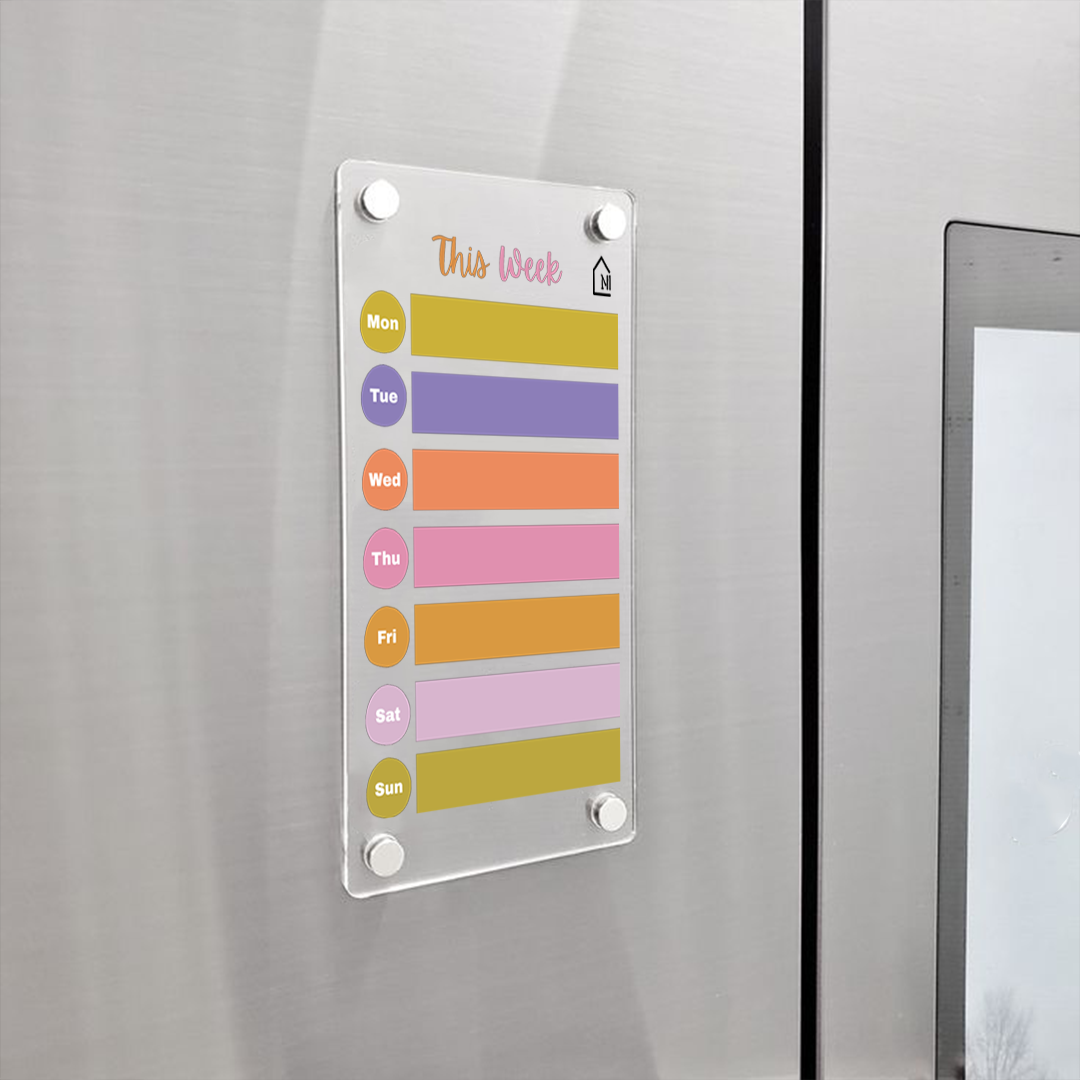 Acrylic Weekly Planner Magnetic Board with Markers & Cleaning Rag