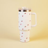 Cherry Daze Insulated Travel Tumbler with Handle & Lid with straw
