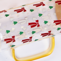 Bow and Little Christmas Tree Glass Tumbler with Handle & Bamboo Lid – Set of 2 | Festive Holiday Design with Straw