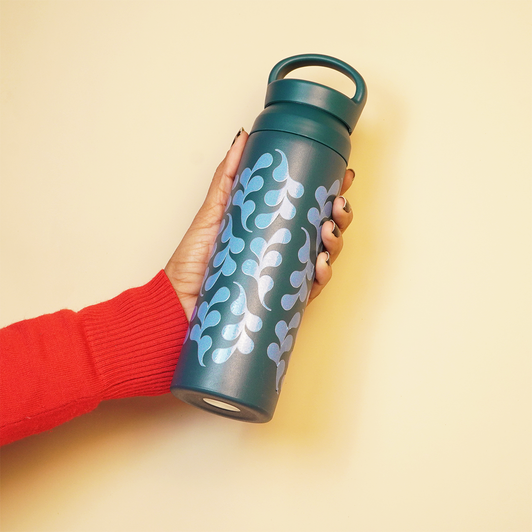 Teal Abstract Pattern Stainless Steel Insulated Tumbler