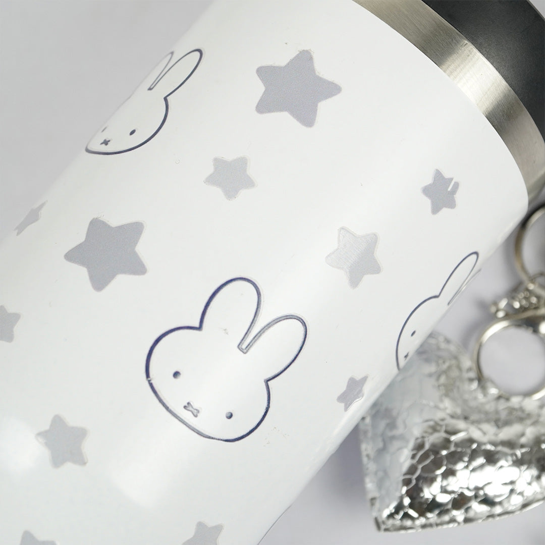 Bunny Print Tumbler with Handle & Lanyard | Reusable Travel Cup | Cute Everyday Drinkware