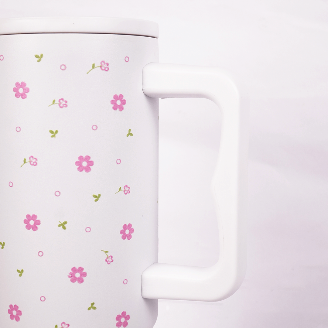 Blooming Garden Floral Tumbler with Straw & Handle