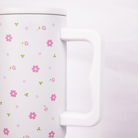 Blooming Garden Floral Tumbler with Straw & Handle