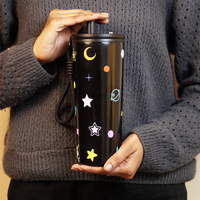 Galaxy Theme Stainless Steel Sipper Bottle with Straw