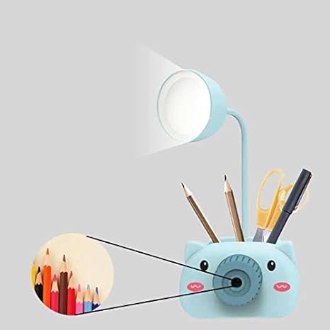 Home Decor Cute Cartoon LED Reading Light Pen Holder Pencil Sharpener Eye Protection Night Light for Student Study Office Mini Table Lamp, Piggy Lamp ( Pack of 1)