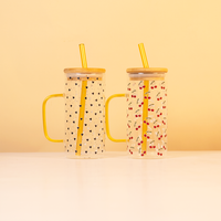 Set of 2 Sweet Hearts & Blooms Glass Tumbler Set