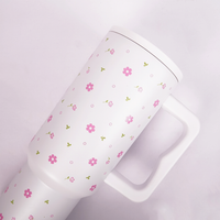 Blooming Garden Floral Tumbler with Straw & Handle