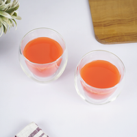 Double Wall Glass Cups | Heat Resistant Clear Glass for Coffee, Tea & Drinks