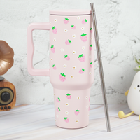 Pink Strawberry Daisy Tumbler