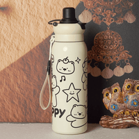 Happy Bear Stainless Steel Water Bottle - Memories InsiteHAPPY BLACK BEAR SHIPPER BOTTLE - 650 ML