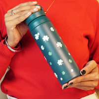 Clover Design Insulated Tumbler – Hot & Cold Stainless Steel Bottle with Extra Lid, Spill-Proof