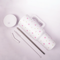 Blooming Garden Floral Tumbler with Straw & Handle