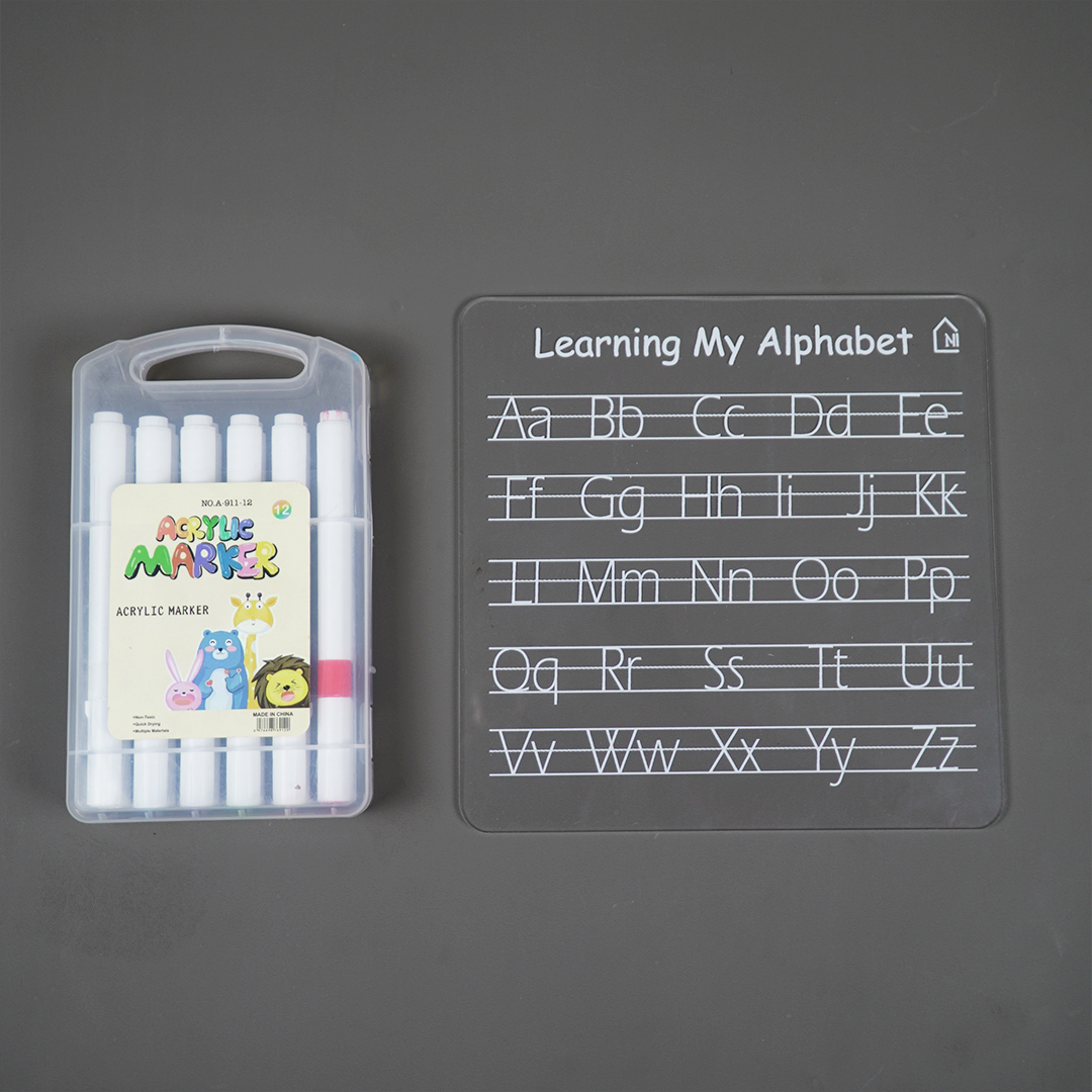 Reusable Alphabet Learning Writing Board for Kids with pen box & Cleaning Cloth