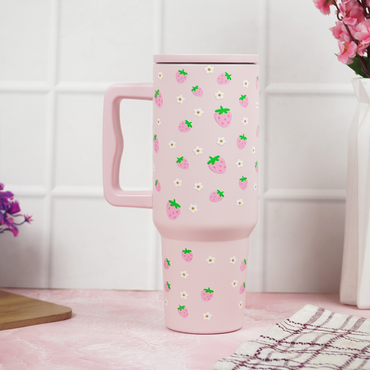 Pink Strawberry Daisy Tumbler