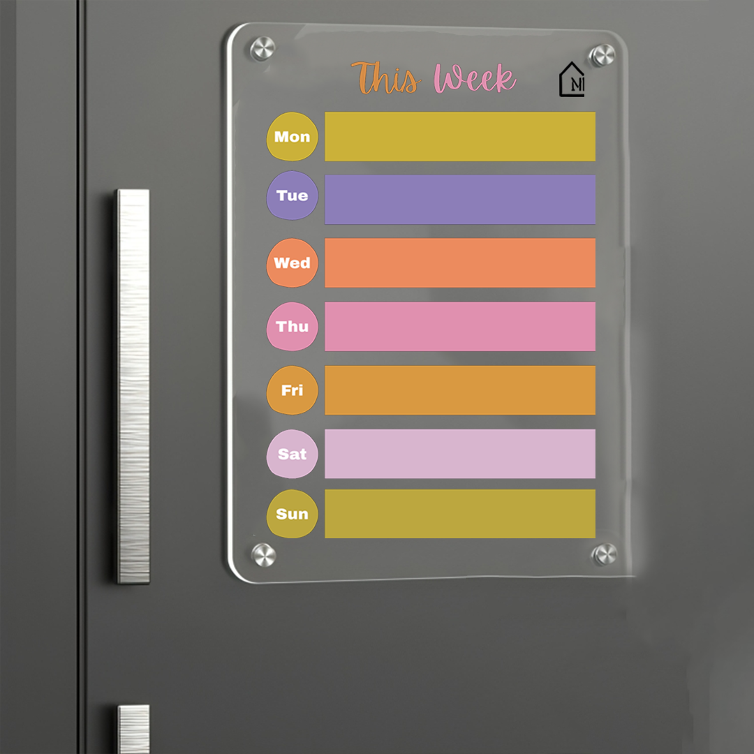 Acrylic Weekly Planner Magnetic Board with Markers & Cleaning Rag