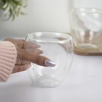 Double Wall Glass Cups | Heat Resistant Clear Glass for Coffee, Tea & Drinks