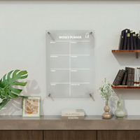 Minimalist Acrylic Weekly Planner Board – Reusable Wall Organizer (With Grocery List Section)
