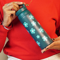 Teal Floral Stainless Steel Insulated Tumbler
