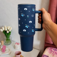 Cute Animal Print Stainless Steel Travel Tumbler with Handle