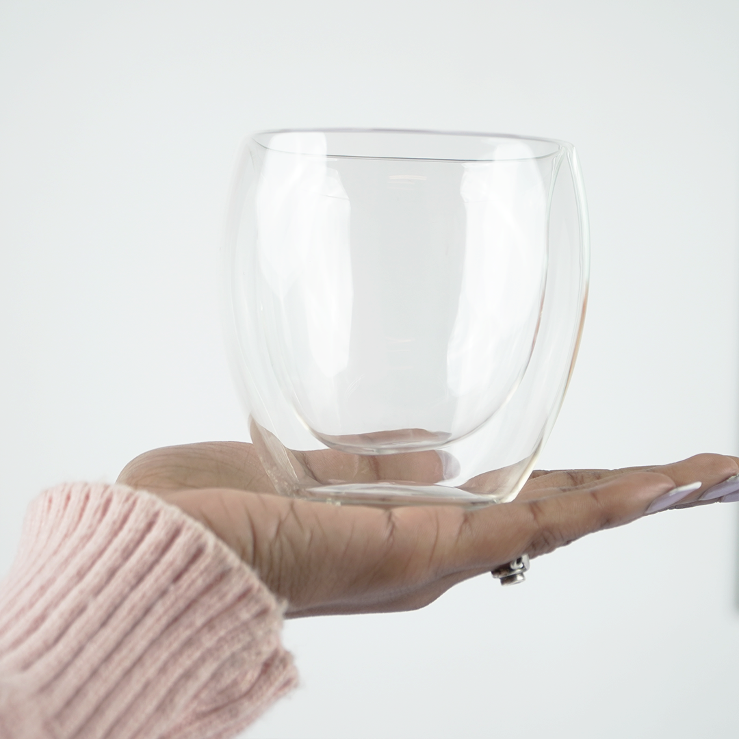 Double Wall Glass Cups | Heat Resistant Clear Glass for Coffee, Tea & Drinks
