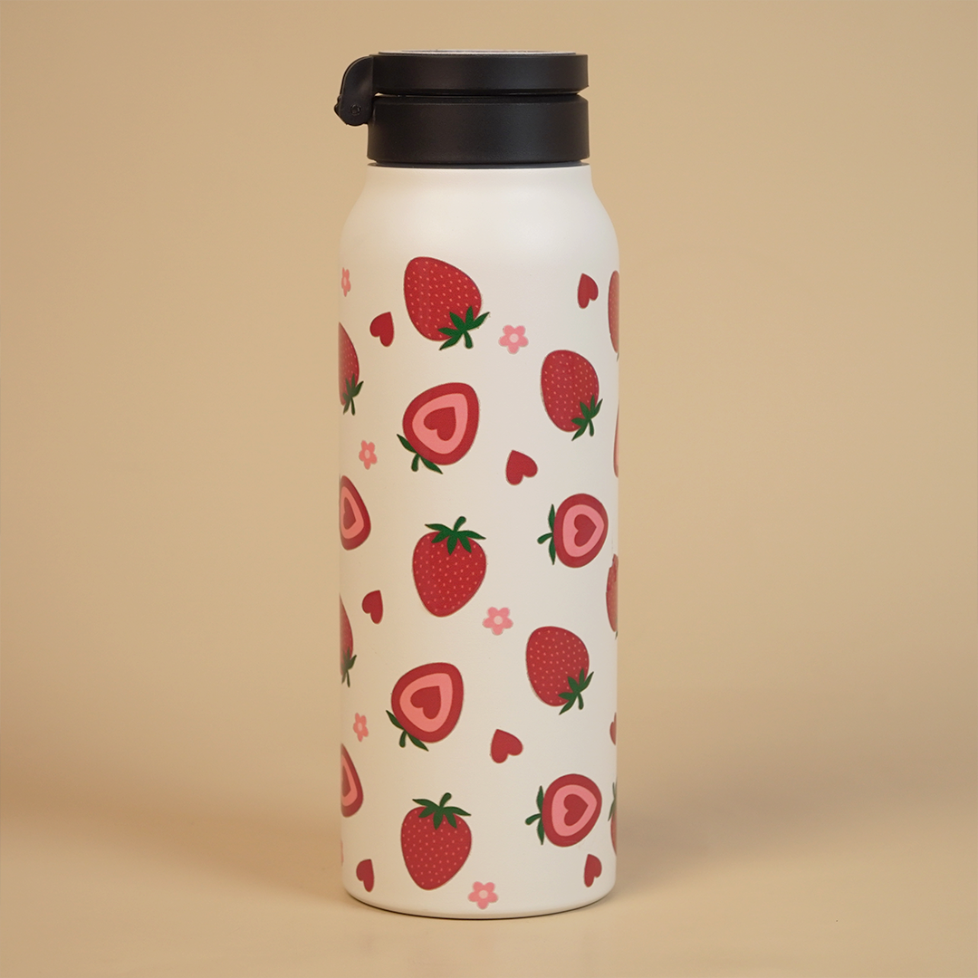 Strawberry Design Stainless Steel Water Bottle