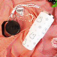 Bunny Print Tumbler with Handle & Lanyard | Reusable Travel Cup | Cute Everyday Drinkware