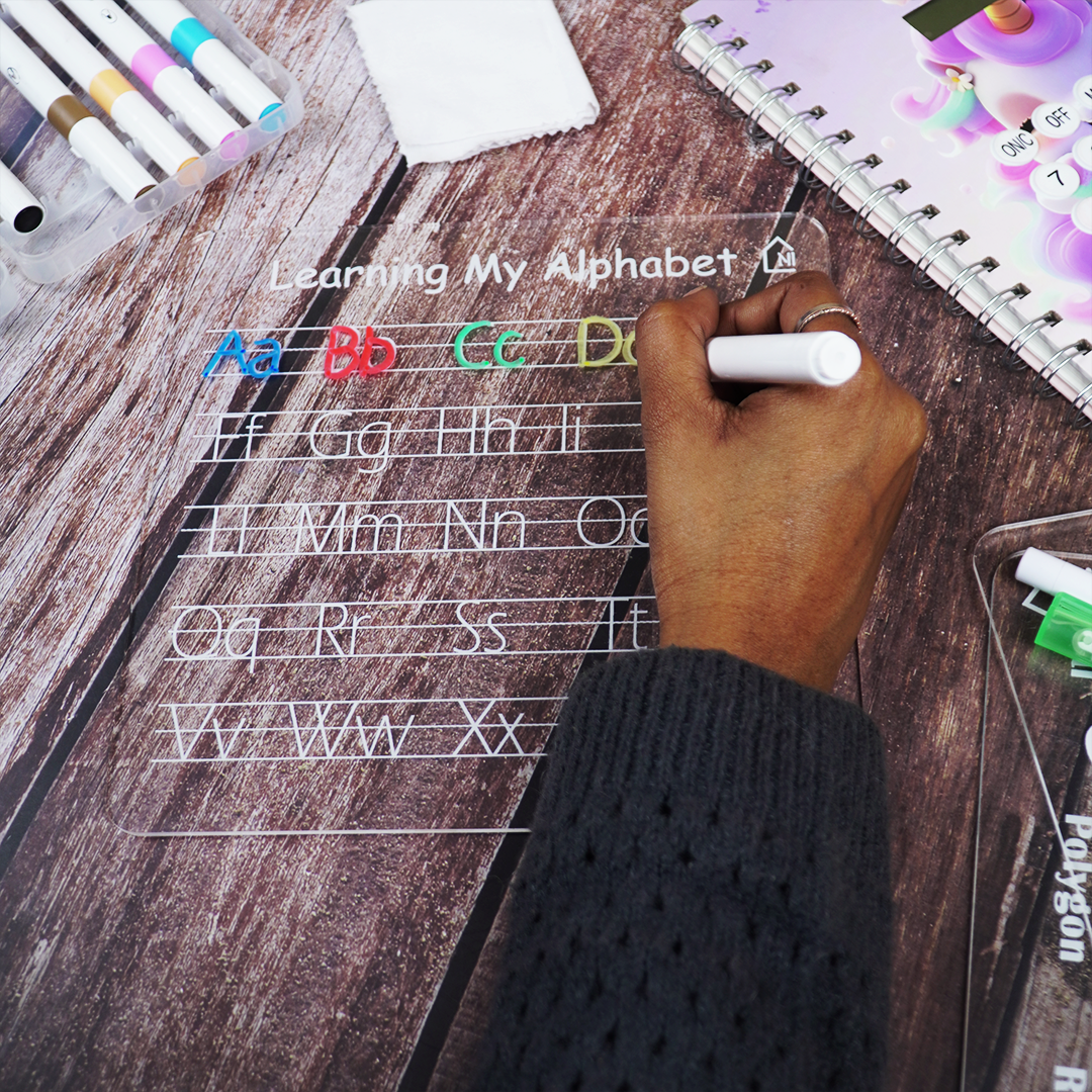 Reusable Alphabet Learning Writing Board for Kids with pen box & Cleaning Cloth