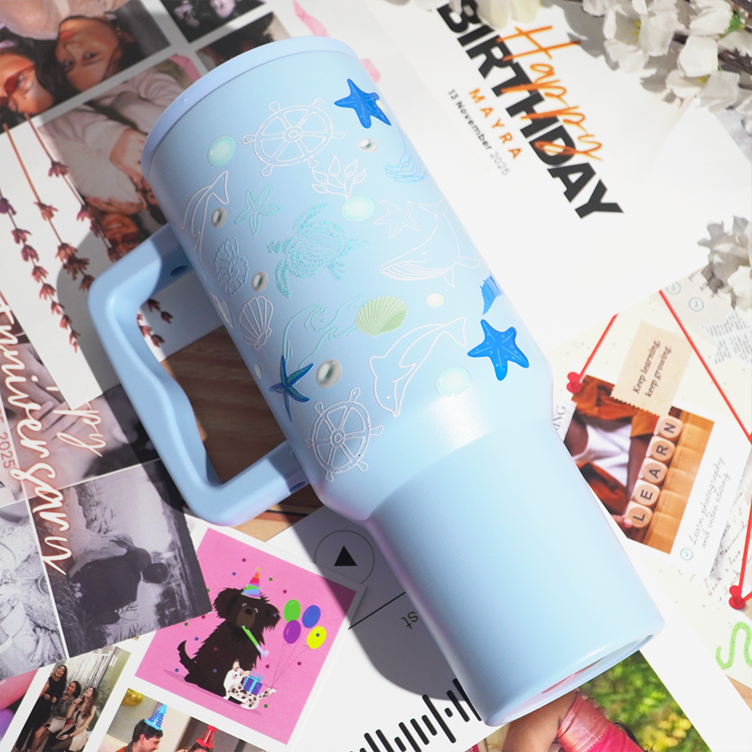 Aqua Marine Insulated Tumbler — Leakproof & Insulated (Sky Blue)