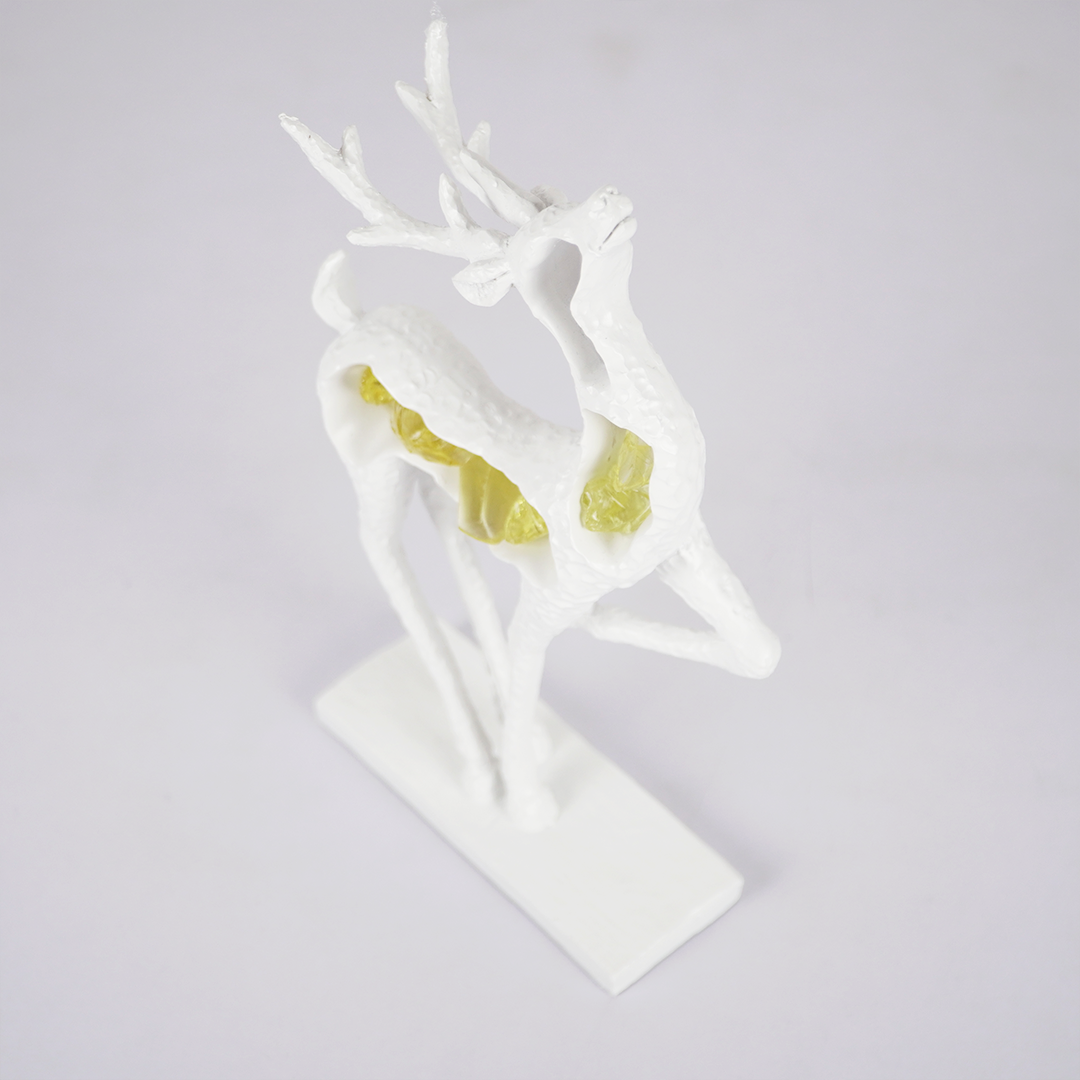 Elegant Abstract Deer Showpiece with Golden Stone Inlay
