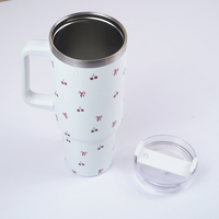 Cherry Daze Insulated Travel Tumbler with Handle & Lid with straw