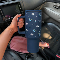 Cute Animal Print Stainless Steel Travel Tumbler with Handle