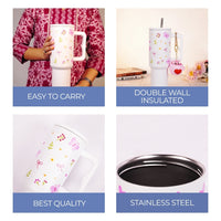 Blooming Garden Floral Tumbler with Straw & Handle